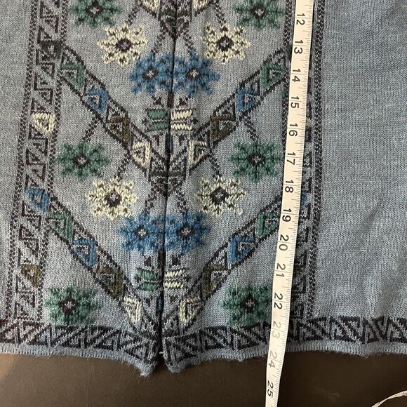 Peruvian Link Sweater Womens Large Blue Alpaca Blend Zip Cardigan Knit Pattern - Picture 7 of 7